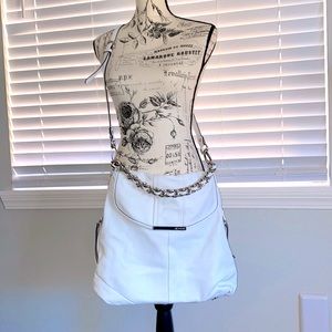 B. Makowski white leather crossbody